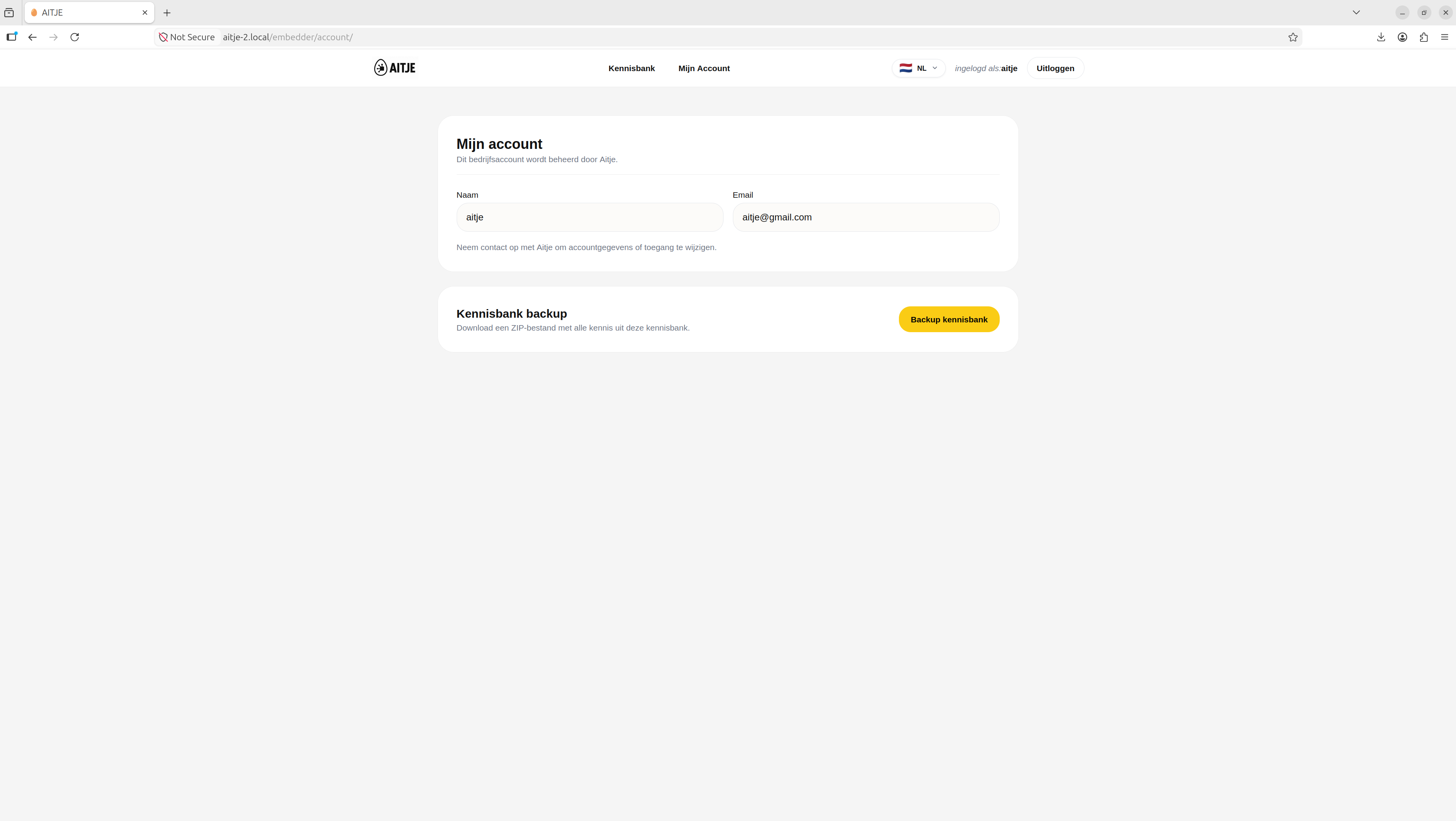 AITJE kennisbank accountinstellingen