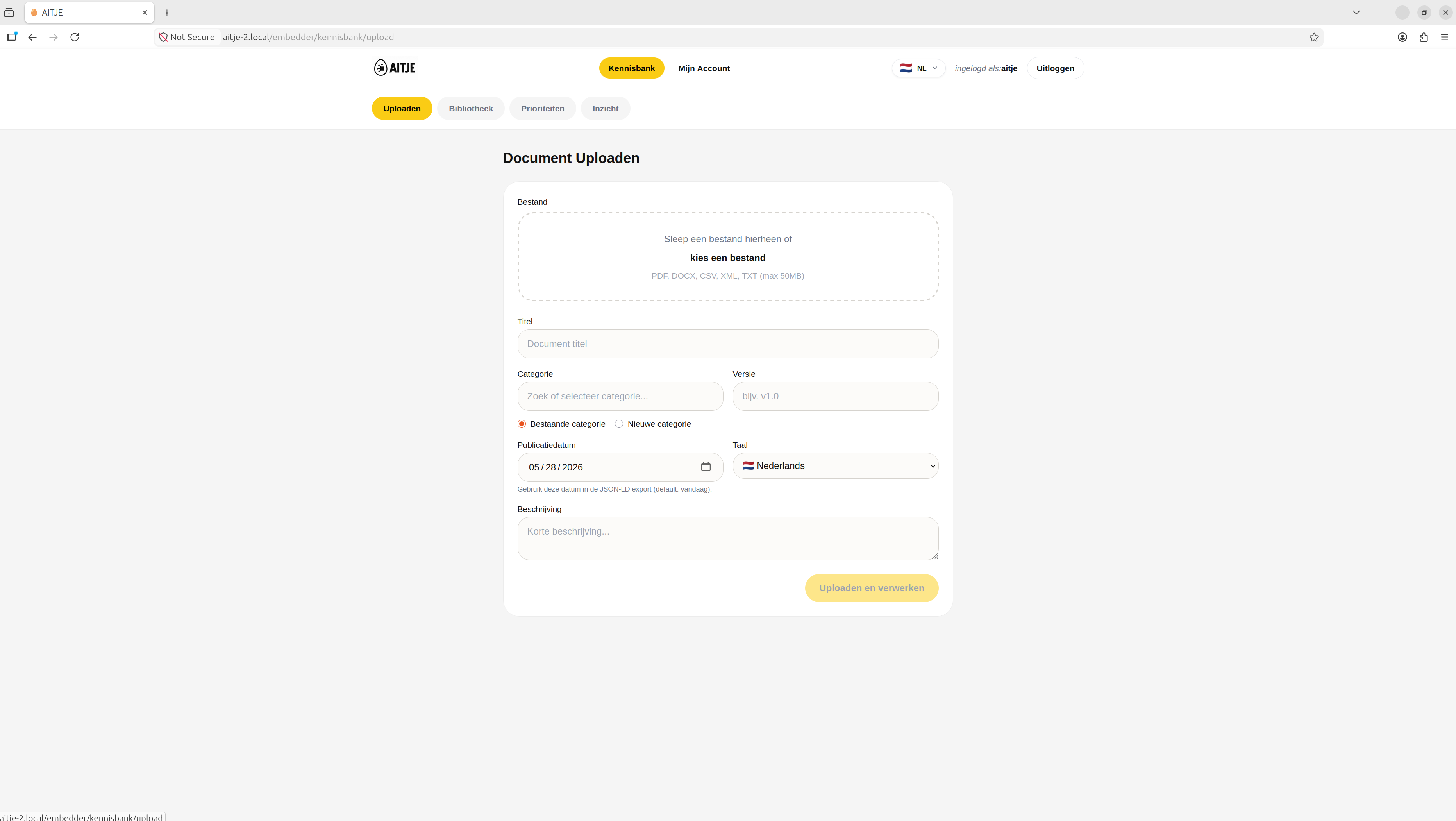 AITJE kennisbank documenten uploaden