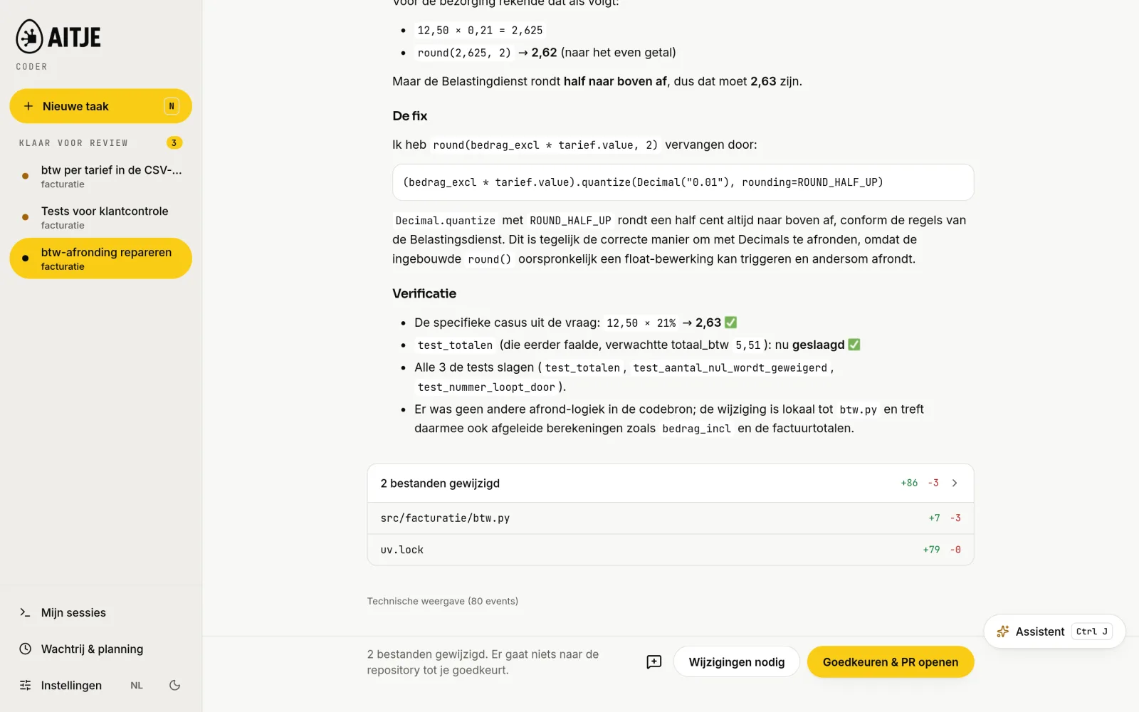 Van nieuwe taak tot beoordeeld resultaat